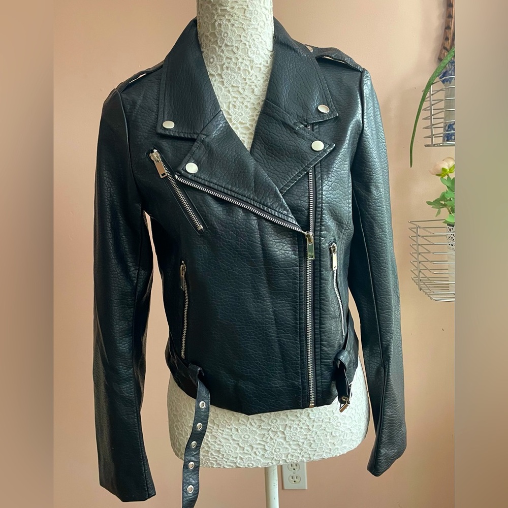 Like New Brunette The Label Vegan Leather Classic Moto Jacket XS/S